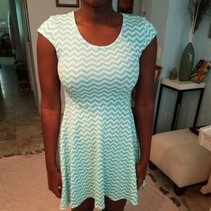 Mint green and white chevron dress